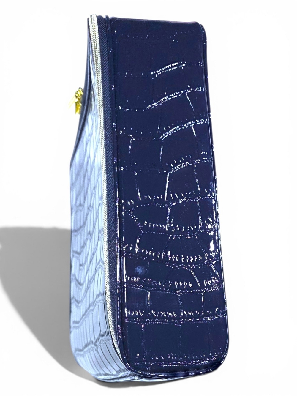 Estée Lauder Navy Blue Crocodile Embossed Makeup Train Case | Gold Zipper. - Picture 6 of 7